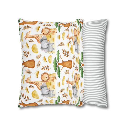 Kids nursery African Giraffe Lion Elephant Pillowcase Cover only - no filling is included