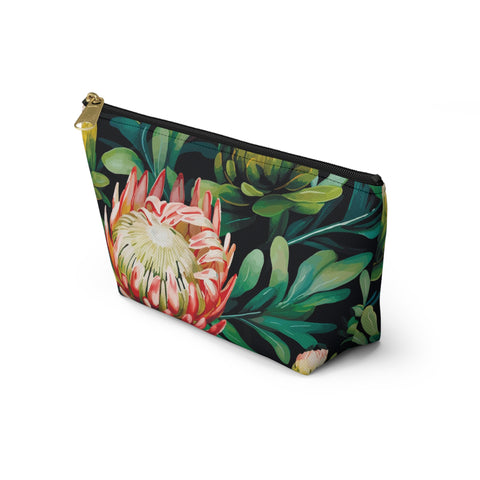 South African Protea Make up bag, Pencil Case Accessory Pouch w T-bottom