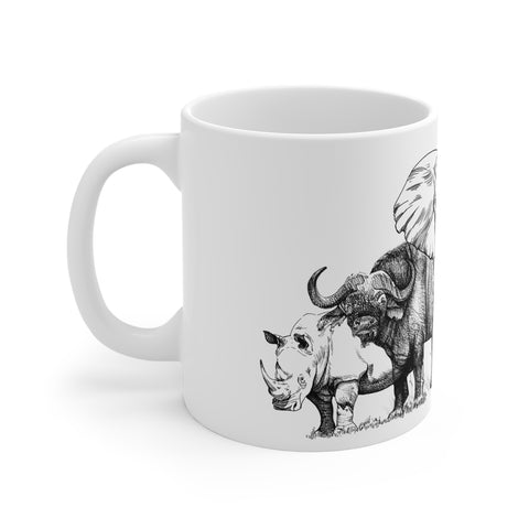 South African big Five Safari animals 11oz Coffee Mug