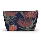 South African Protea Make up bag, Pencil Case Accessory Pouch w T-bottom