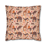 African pattern with animals. Ethical minimalist shapes. Pillowcase Cover only - no filling is included