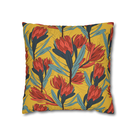 South African Protea Spun Polyester Pillowcase - Shipped from UK/USA/AUS