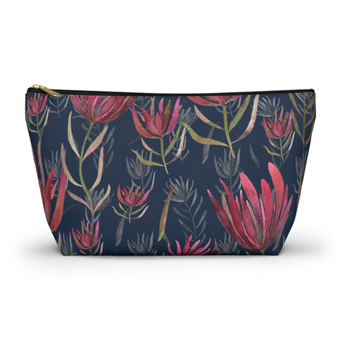 South African Protea Make up bag, Pencil Case Accessory Pouch w T-bottom