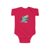 South African Map with Flag and Springbok Baby Unisex Infant Fine Jersey Bodysuit - Shipped from the UK