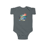 South African Map with Flag and Springbok Baby Unisex Infant Fine Jersey Bodysuit - Shipped from the UK