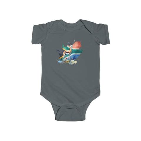 South African Map with Flag and Springbok Baby Unisex Infant Fine Jersey Bodysuit - Shipped from the UK