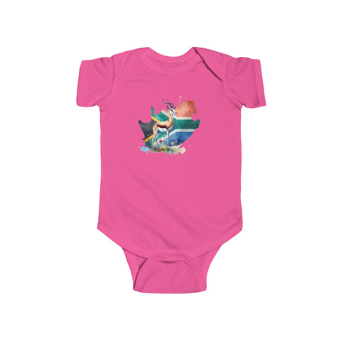 South African Map with Flag and Springbok Baby Unisex Infant Fine Jersey Bodysuit - Shipped from the UK