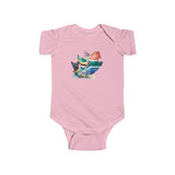 South African Map with Flag and Springbok Baby Unisex Infant Fine Jersey Bodysuit - Shipped from the UK