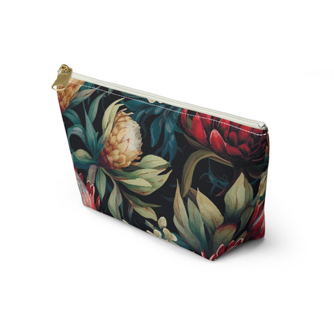 South African Protea Make up bag, Pencil Case Accessory Pouch w T-bottom