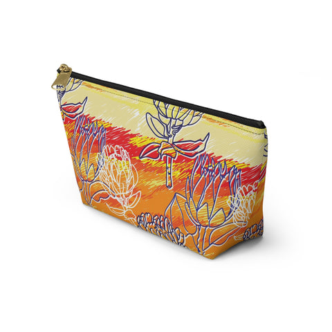 South African Protea Make up bag, Pencil Case Accessory Pouch w T-bottom