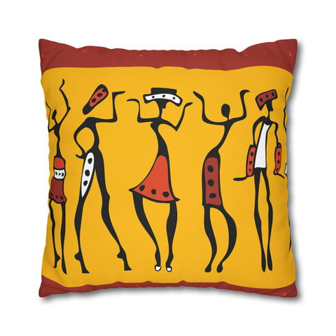 African abstract people Pillowcase Cover only - no filling is included