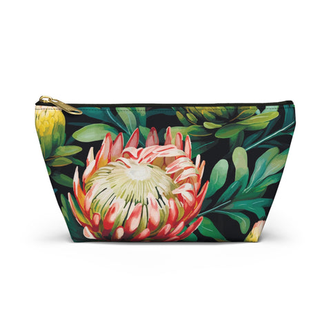 South African Protea Make up bag, Pencil Case Accessory Pouch w T-bottom