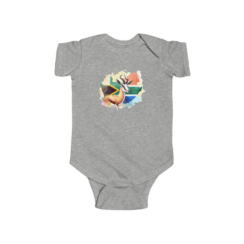 South African Map with Flag and springbok Baby Unisex Infant Fine Jersey Bodysuit - Shipped from the UK