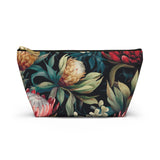 South African Protea Make up bag, Pencil Case Accessory Pouch w T-bottom