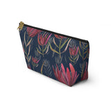 South African Protea Make up bag, Pencil Case Accessory Pouch w T-bottom