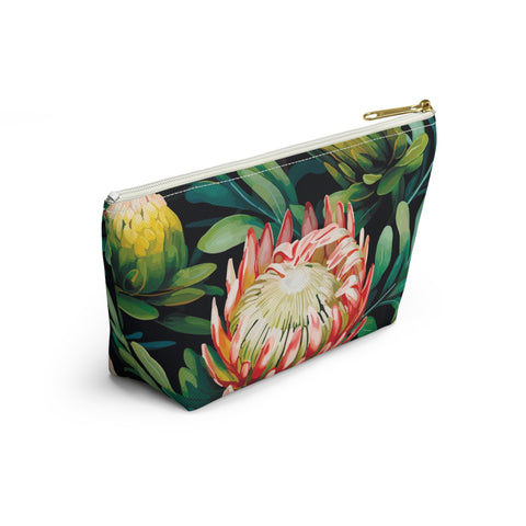 South African Protea Make up bag, Pencil Case Accessory Pouch w T-bottom