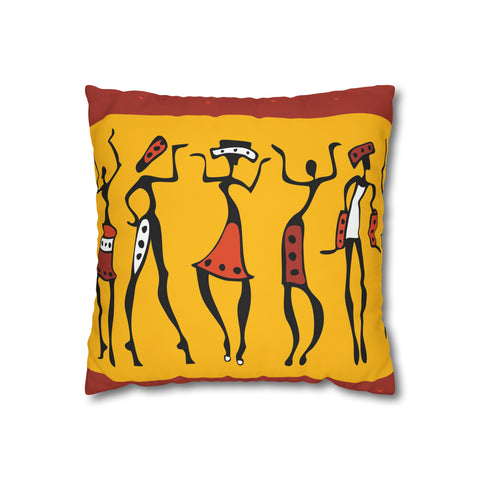 African abstract people Pillowcase Cover only - no filling is included