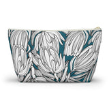 South African Protea Make up bag, Pencil Case Accessory Pouch w T-bottom