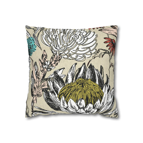 South African Protea Spun Polyester Pillowcase - Shipped from UK/USA/AUS