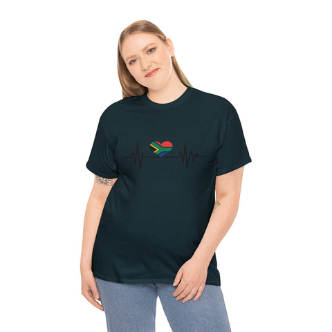 South African Flag Heartbeat t-shirt Unisex Heavy Cotton Tee