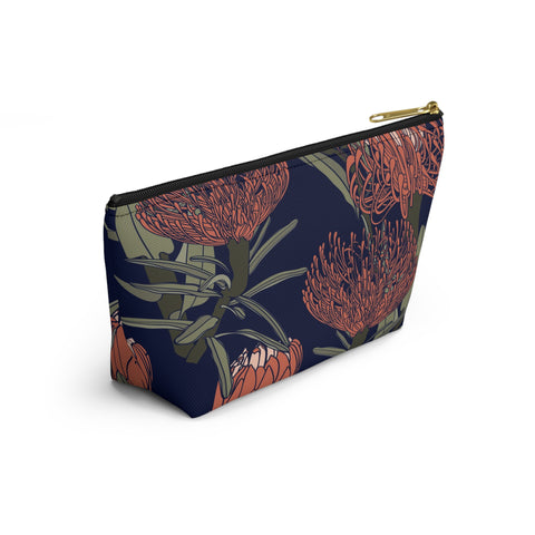 South African Protea Make up bag, Pencil Case Accessory Pouch w T-bottom