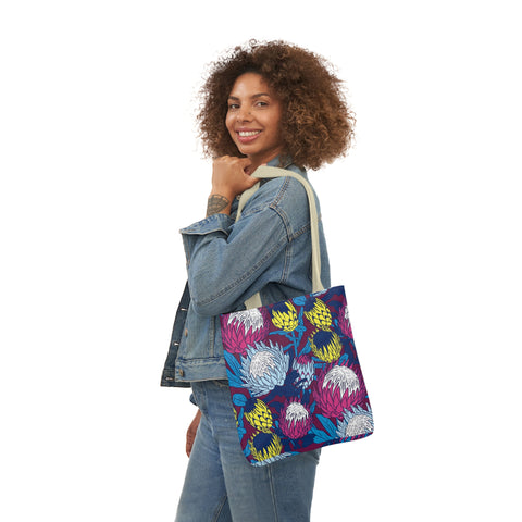 South African Protea Polyester Canvas Tote Bag