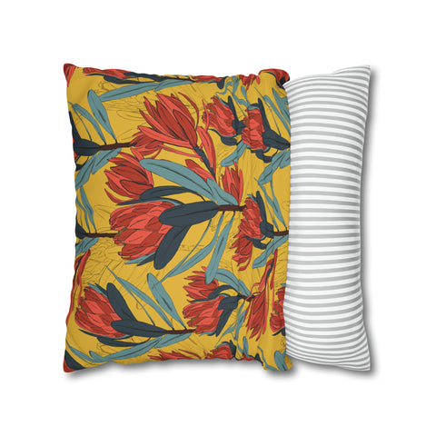 South African Protea Spun Polyester Pillowcase - Shipped from UK/USA/AUS