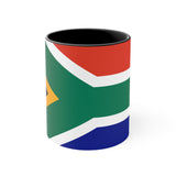 South Africa Flag Accent Mugs, 11oz