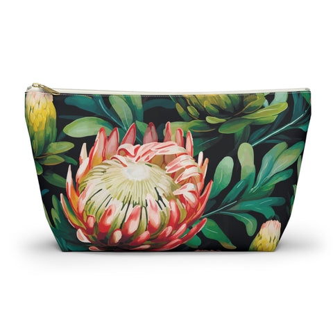 South African Protea Make up bag, Pencil Case Accessory Pouch w T-bottom