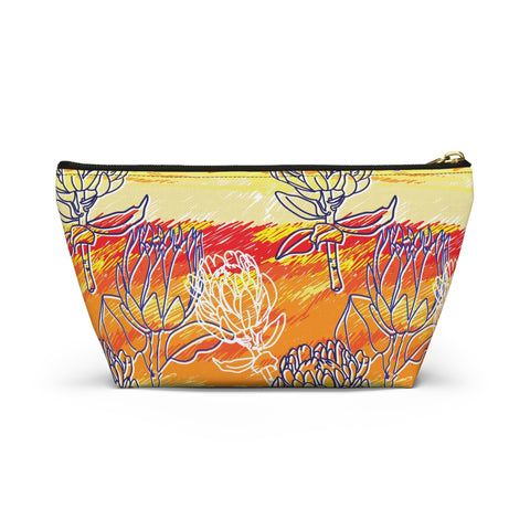 South African Protea Make up bag, Pencil Case Accessory Pouch w T-bottom