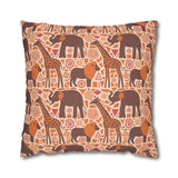 African pattern with animals. Ethical minimalist shapes. Pillowcase Cover only - no filling is included