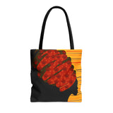 African Lady browns and orange retro South African Tote Bag African Print Protea