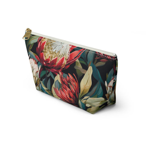 South African Protea Make up bag, Pencil Case Accessory Pouch w T-bottom