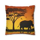 African sunset - Rhino Pillowcase Cover only - no filling is included