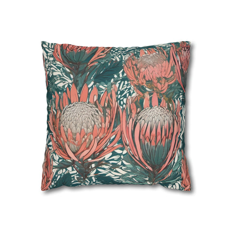 South African Protea Spun Polyester Pillowcase -Pillow not included