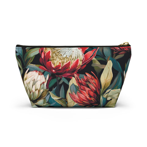 South African Protea Make up bag, Pencil Case Accessory Pouch w T-bottom