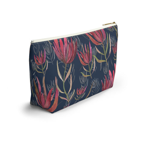 South African Protea Make up bag, Pencil Case Accessory Pouch w T-bottom