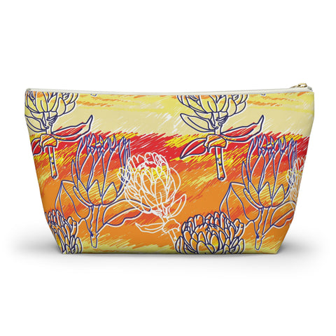 South African Protea Make up bag, Pencil Case Accessory Pouch w T-bottom