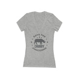 Save The Chubby Rhino Women's Short Sleeve Deep V-Neck T-shirt tee