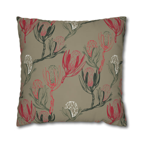 South African Protea Spun Polyester Pillowcase- Shipped from UK/USA/AUS