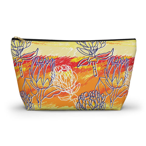 South African Protea Make up bag, Pencil Case Accessory Pouch w T-bottom