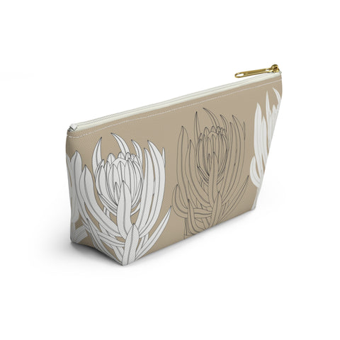 South African Protea Make up bag, Pencil Case Accessory Pouch w T-bottom