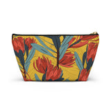 South African Protea Make up bag, Pencil Case Accessory Pouch w T-bottom