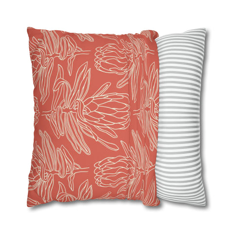 South African Protea Spun Polyester Pillowcase - Shipped from UK/USA/AUS