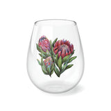 South African Protea Stemless Wine Glass, 11.75oz - Protea Dispatched from USA