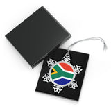 South African Flag Christmas Pewter Snowflake Ornament