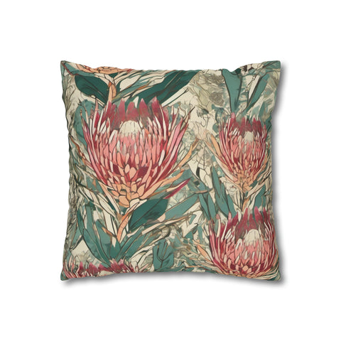 South African Protea Spun Polyester Pillowcase -Pillow not included