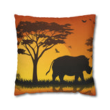 African sunset - Rhino Pillowcase Cover only - no filling is included