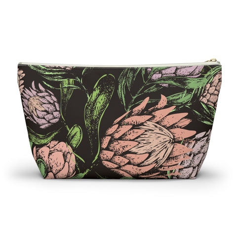 South African Protea Make up bag, Pencil Case Accessory Pouch w T-bottom