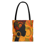 African Lady browns and orange retro South African Tote Bag African Print Protea